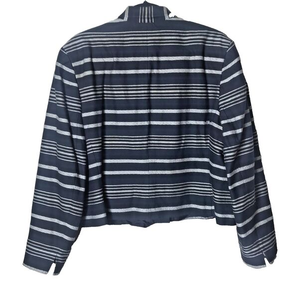 H&W Size 18 Waist Length Blazer Jacket Women's Black With Gray Strips Career - Picture 6 of 15